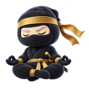 The Sensei, a plush ninja meditating